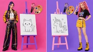 Miniature : Défi artistique 1 étoile vs 5 étoiles ! ⭐ Bataille de dessins basiques vs de luxe