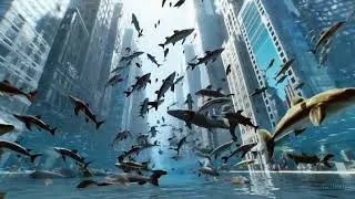 Miniature : Vidéo de requins flottant dans l'air, New York, généré par SORA (IA)