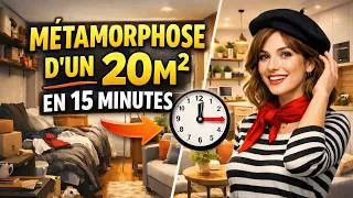 Miniature : Métamorphose d’un 20m² en 15 Minutes 😱 | Transformation Complète solutions de rangement