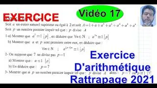 Miniature : correction de l'exercice 4 (Arithmétique) Examen Marocain 2021 (Rattrapage ) Sciences Maths :