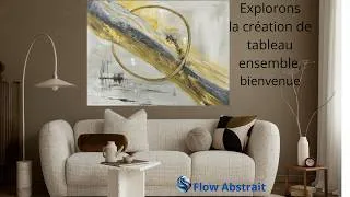 Miniature : Art Abstrait Moderne Or & Gris | Création Intuitive sur Toile Grand Format