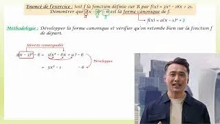Miniature : Démontrer qu'une expression est la forme canonique d'une fonction du second degré