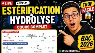 Miniature : 🔴 REPLAY LIVE – Estérification & Hydrolyse | Tout comprendre pour le Bac 2026