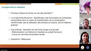 Miniature : Webinaire Réseaux Actia Nutriprevius & Sensorialis - Projet Sensonut - 01 04 2025