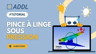 Miniature : ADDL tuto : Cas d'étude d'une pince à linge avec une force de 5 Newtons via Ansys Workbench