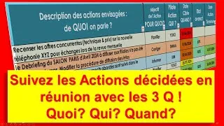 Miniature : Comment suivre vos réunions et vos plans d'actions avec les 3Q !!