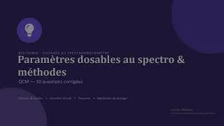 Miniature : Spectrophotomètre : Quels Paramètres peut-on Doser ? (QCM corrigé)