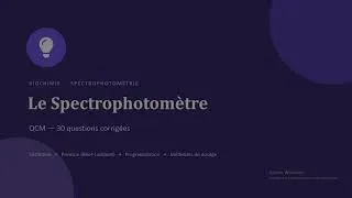 Miniature : Spectrophotométrie : 30 Questions Corrigées | Révision Biochimie