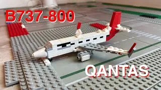 Miniature : [TUTO] How To Make A Mini Boeing 737-800 Of Qantas Airways in LEGO