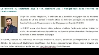 Miniature : Webinaire AJE - Plongez dans l'histoire de l'environnement