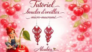 Miniature : Tutoriel Micro-macramé boucles d'oreilles "Rubis Heart"