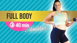 Miniature : 40 min FULL BODY workout (beginner & pregnancy friendly) - 2 light dumbbells, 2 full rounds, at home