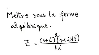 Miniature : Mettre sous la forme algebrique 