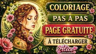 Miniature : 🎨 COLORIAGE PAS À PAS : FEMME FORÊT GREYSACALE 🌺 | PAGE OFFERTE À TÉLÉCHARGER