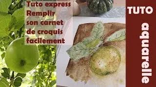 Miniature : Tuto Pomme Verte à l'aquarelle - Remplir son carnet de croquis #arttutorial #sketchbook