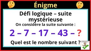 Miniature : 🎯 Défi rapide ! Quel est le nombre suivant ?    2 – 7 – 17 – 43 – ?