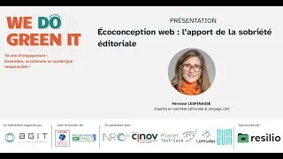 Miniature : Férreole Lespinasse présente l'Écoconception web : l’apport de la sobriété éditoriale