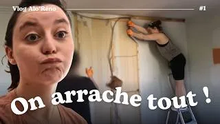 Miniature : On arrache le mur ! 👿 Murs abîmés, cuisine démontée et premières galères · VLOG Travaux AloRéno #1