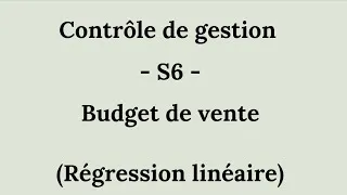 Miniature : Contrôle de gestion - S6 -  Budget de vente (Régression linéaire)
