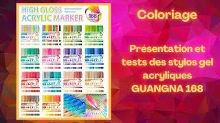 Miniature : Coloriage - Présentation stylos gel acryliques GUANGNA 168 (Gel pens 1 mm)