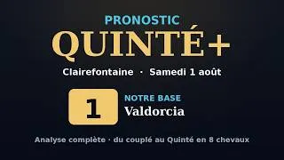Miniature : Pronostic Quinté+ — Samedi 1 août 2026 — Clairefontaine (Analyse complète)