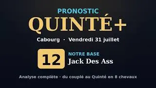 Miniature : Pronostic Quinté+ — Vendredi 31 juillet 2026 — Cabourg (Analyse complète)