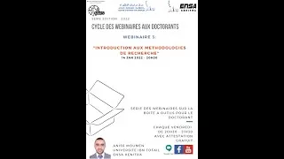 Miniature : Webinaire 3 : Introduction aux méthodologies de recherche