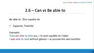 Miniature : #13. Can vs Be able to  en Anglais | Apprendre l'anglais de A à Z, 3 mois pour parler