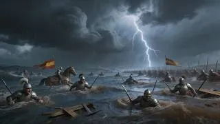 Miniature : siège de Leiden : les Néerlandais utilisent la mer comme une arme pour détruire l’armée assiégeante.