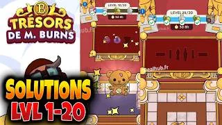 Miniature : SOLUTIONS LVL 1-20 TRÉSORS DE M.BURNS Monopoly Go