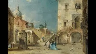 Miniature : Francesco GUARDI, vue imaginaire de Venise - G F  HAENDEL, Aminta e fillide, aria Se vago rio