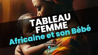 Miniature : Tableau Femme Africaine avec Bébé – Beauté & Tendresse Intemporelles