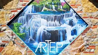 Miniature : "La Cascade" : Fresque Murale en trompe l'œil