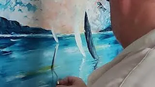 Miniature : Travail expressif au couteau, un ciel mouvementé sur les voiliers sous de fort vent contre courant