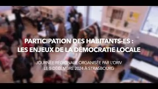 Miniature : Participation des habitants-es : Les enjeux de la démocratie locale - Journée du 5 décembre 2024