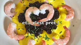 Miniature : Riz noir aux crevettes sauce safran et curcuma