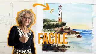 Miniature : Peindre un paysage marin à l’aquarelle (FACILE) | Le pas à pas complet pour débutant
