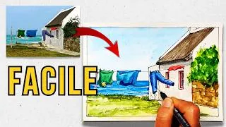 Miniature : Paysage bord de mer à l’aquarelle (facile pour débutant)