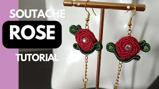 Miniature : Needle embroidery  | How to Make Rose-Shaped Earrings Sewing Needle. Soutache Embroidery 
