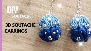 Miniature :  TUTO  | 3D ball earrings made from soutache cords | Boucles d'oreilles Soutache.