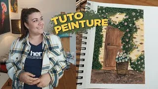 Miniature : Tuto peinture gouache débutant : peindre une porte fleurie sur papier 🌸