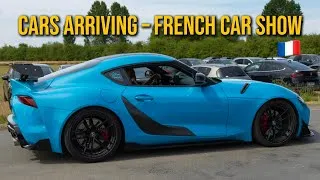 Miniature : Cars Arriving at a French Car Show – Ferrari, Corvette, Porsche, BMW, Mustang 5.0, Audi & More