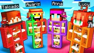 Miniature : AWARIZ & TALCADO vs ANNA & LUCY Maison SECRÈTE Dans des STATUE GÉANTE sur Minecraft !
