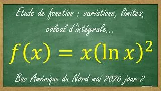 Miniature : Etude de fonction type bac avec quelques passages rigolos - bac 2026 Amérique du Nord spé maths