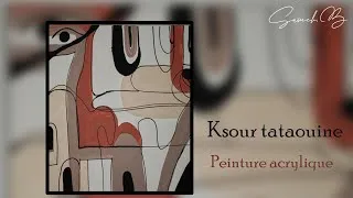 Miniature : Acrylique sur toile / Ksour Tataouine /peinture abstraite