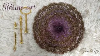 Miniature : Résine / présentoir à gateaux à 3 étages couleurs violet et doré / 💯% fait main