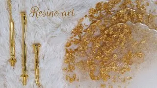 Miniature : Résine / Plateau + présentoir à gateaux à 3 étages + 4 sous verres / 100% Fait main