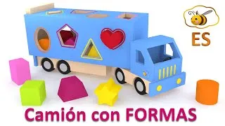 Miniature : Dibujos y juguetes para bebés: camión clasificador de formas. Figuras geometricas en español
