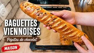 Miniature : Baguettes viennoises aux pépites de chocolat maison | Moelleuses, brillantes et faciles