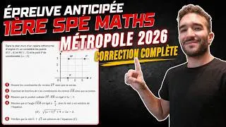 Miniature : EPREUVE ANTICIPÉE MATHS SPÉ METROPOLE 2026 💥 CORRECTION SUJET COMPLET 🔥🔥